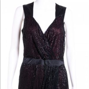 PINKO Black Fully Beaded Drape Dress Size 6
